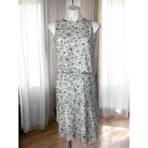 NWT - J. Jill Wearever Black White Floral Outline Stretch Dress Size: M